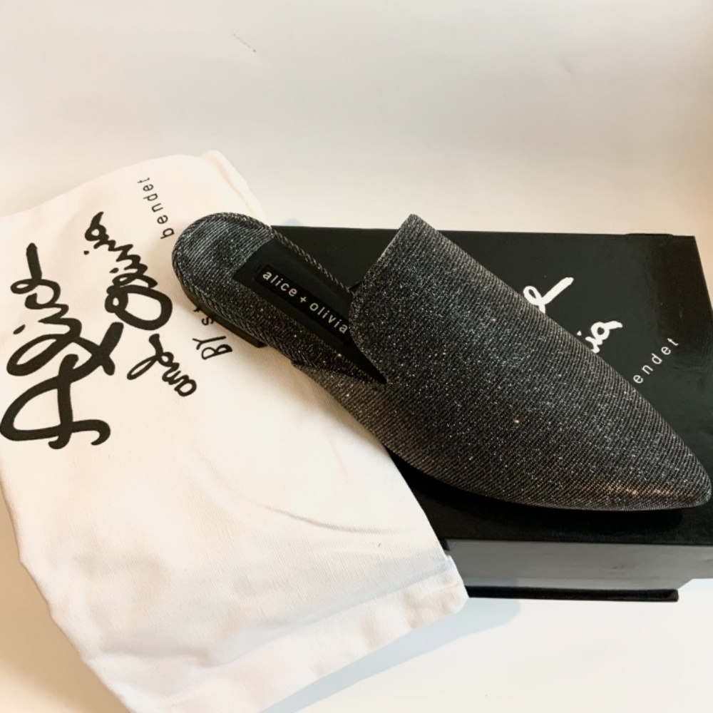 Alice + Olivia Madalyn Loafer Flat Mule Silver - Picture 7 of 12